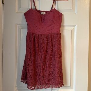 Embroidered Lacy Dress with Padded Built-In Bra